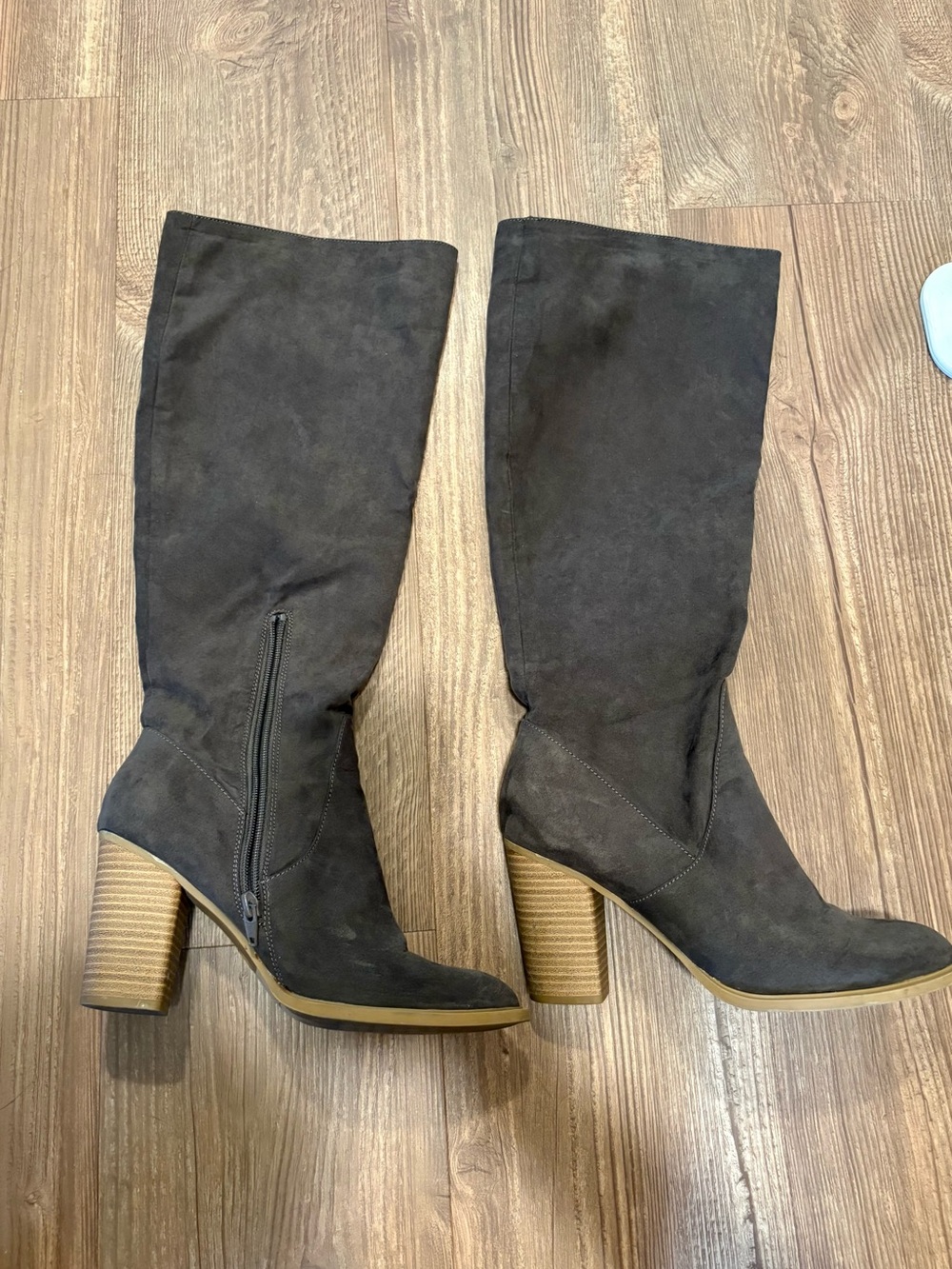 Target Grey/Brown Tall Suede Block Heel Boots
